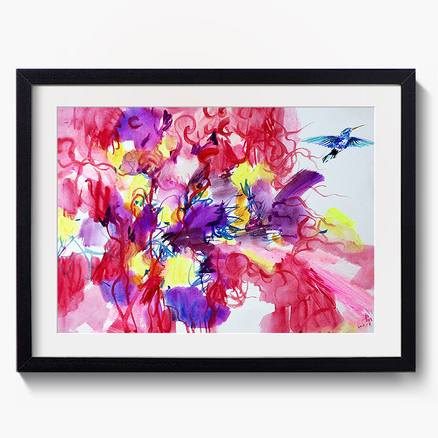 黄晓梅《缤纷季节01》水彩画┃画框装裱