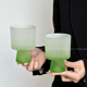 趣皿 小众设计磨砂绿甜筒杯家用玻璃杯高颜值果汁冷饮杯喝水杯子