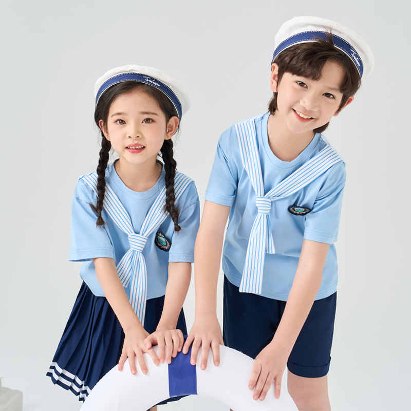 幼儿园夏季套装儿童班服毕业照服装小学生六一表演统一短袖服装