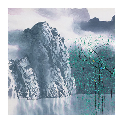 广西艺院 张泉踪《一湾碧水》巨幅 彩墨漓江山水画创始人6428