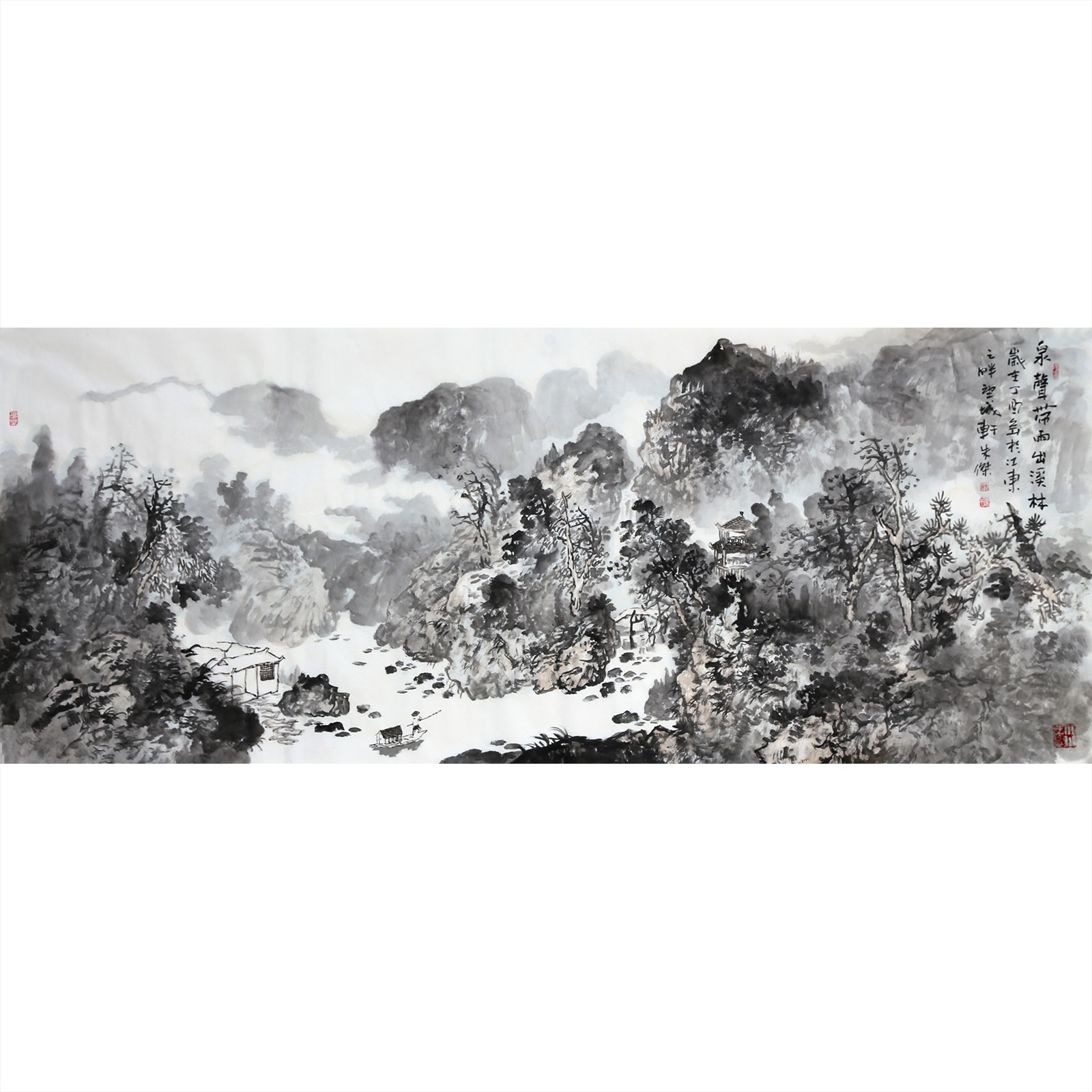 【直供周】朱杰《泉声带雨出溪林》职业画家 180x70cm 墨华斋9370