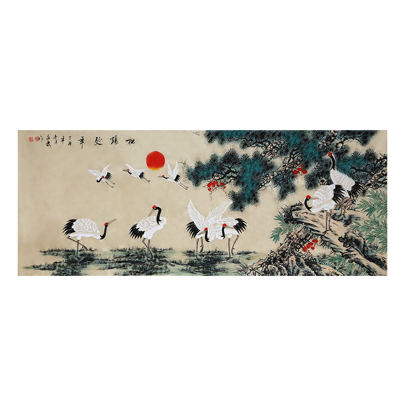 黄永发《松鹤延年》 职业画家1.8米 墨华斋3157