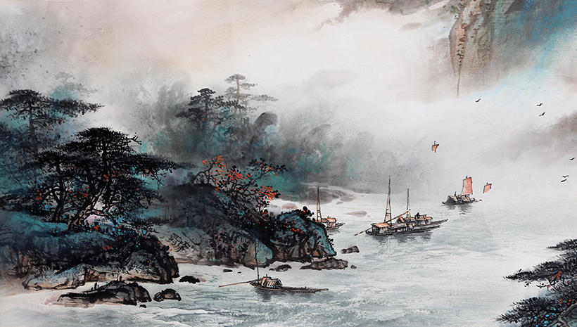 【带合影】李长田《盛夏江边起白云》1.8米 墨华斋6284