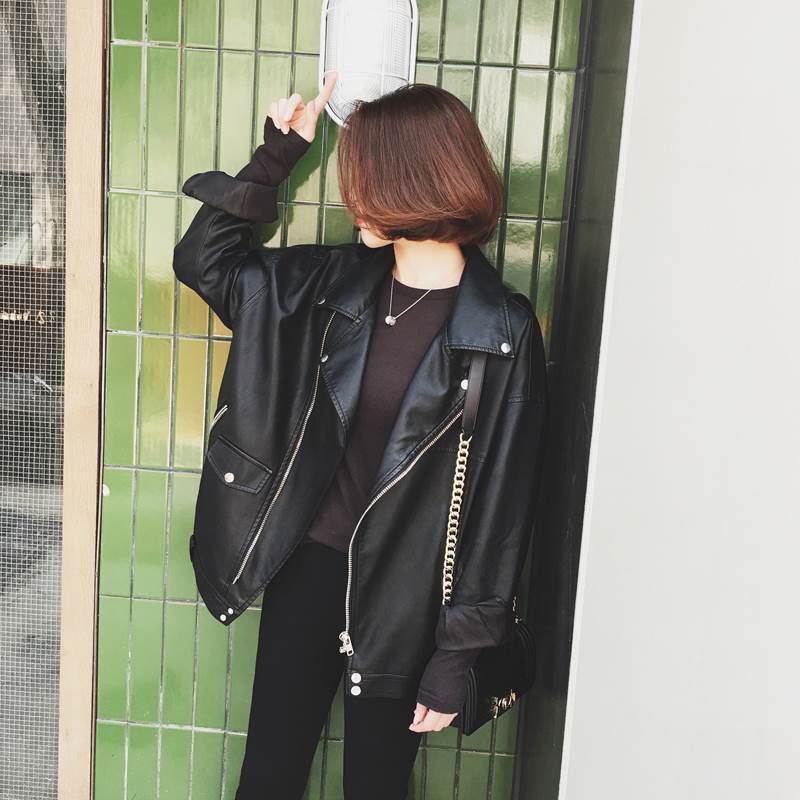 Harajuku wind leather clothing Locomotive jacket leather jacket Korean Edition have cash less than that is registered in the accounts Easy Versatile bf new pattern oversize spring and autumnin the Women's clothing/Boutique , Leather clothing category - from Buy2taobao.com to provide professional Taobao agent buy service