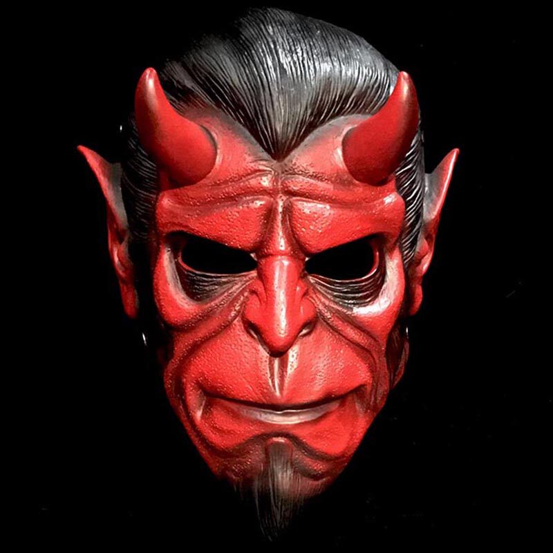万圣节树脂地狱男爵般若面具全脸日本成人鬼脸恐怖魔鬼装饰道具