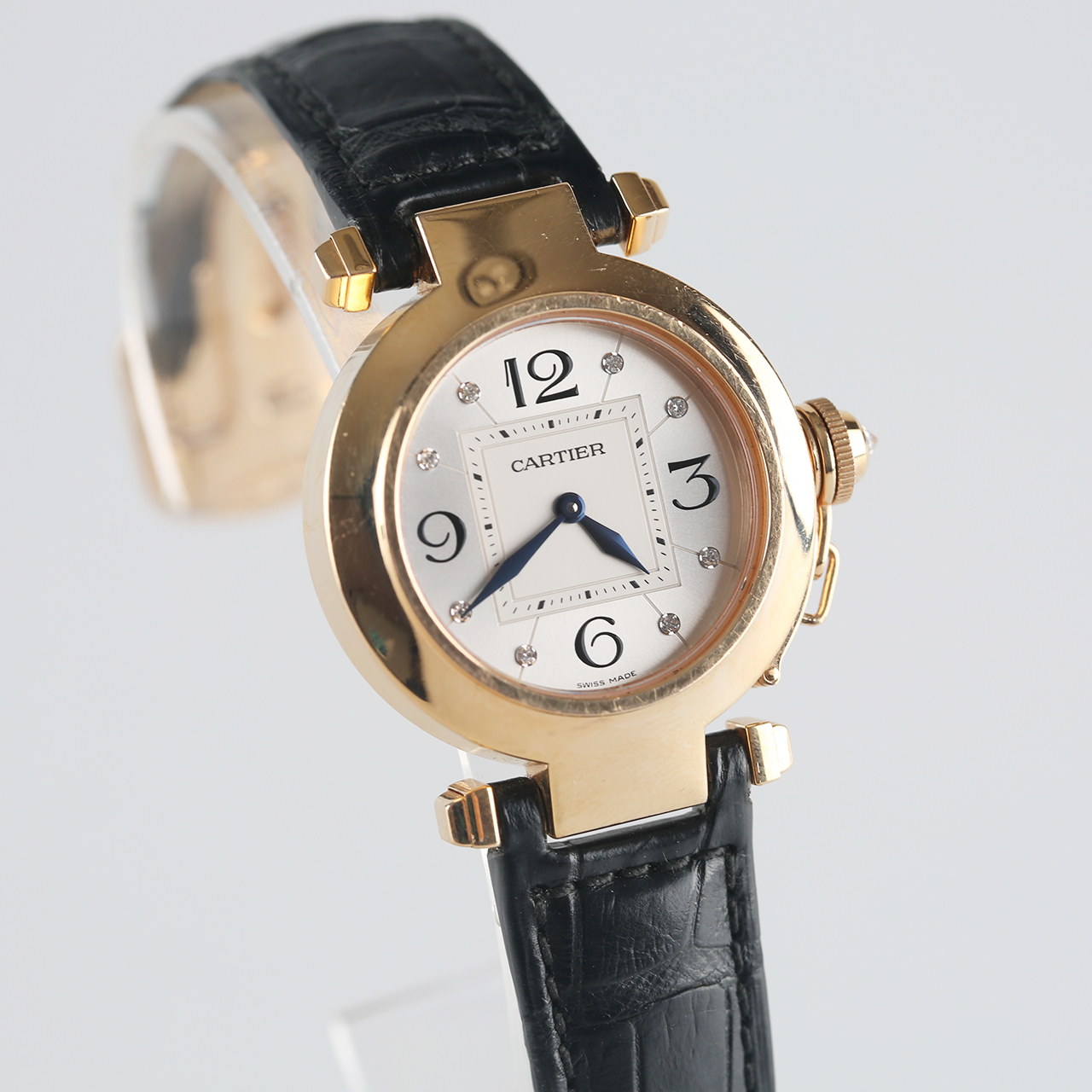 [90新]卡地亚帕莎系列玫瑰金石英女表