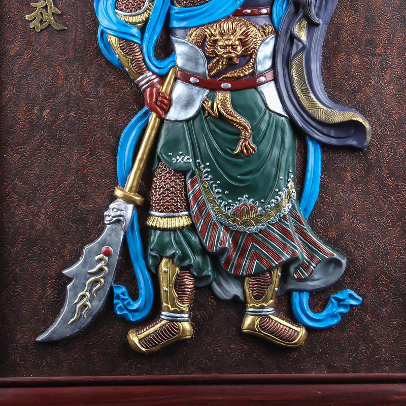 铜彩绘关公忠义千秋铜板唐卡 5kg 镇宅庇护 佛法加持