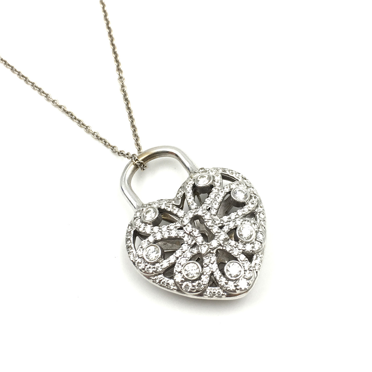 [9.5新]68蒂芙尼tiffany心形锁带钻项链