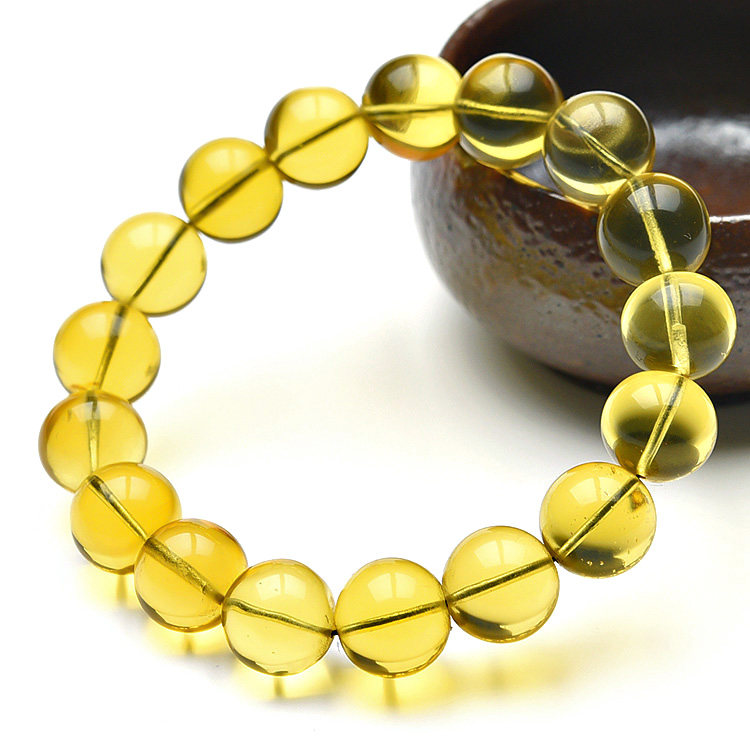 3g 11.4-11.7mm缅甸琥珀金珀圆珠手链k607