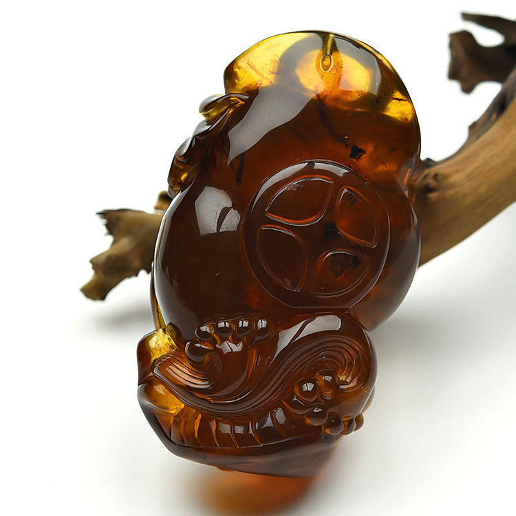 29.4g 缅甸琥珀金棕珀大象挂件k1171