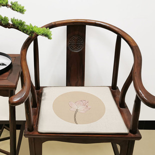 莲花新中式坐垫禅意红木沙发椅垫座垫圈椅餐椅垫太师椅薄款椅垫