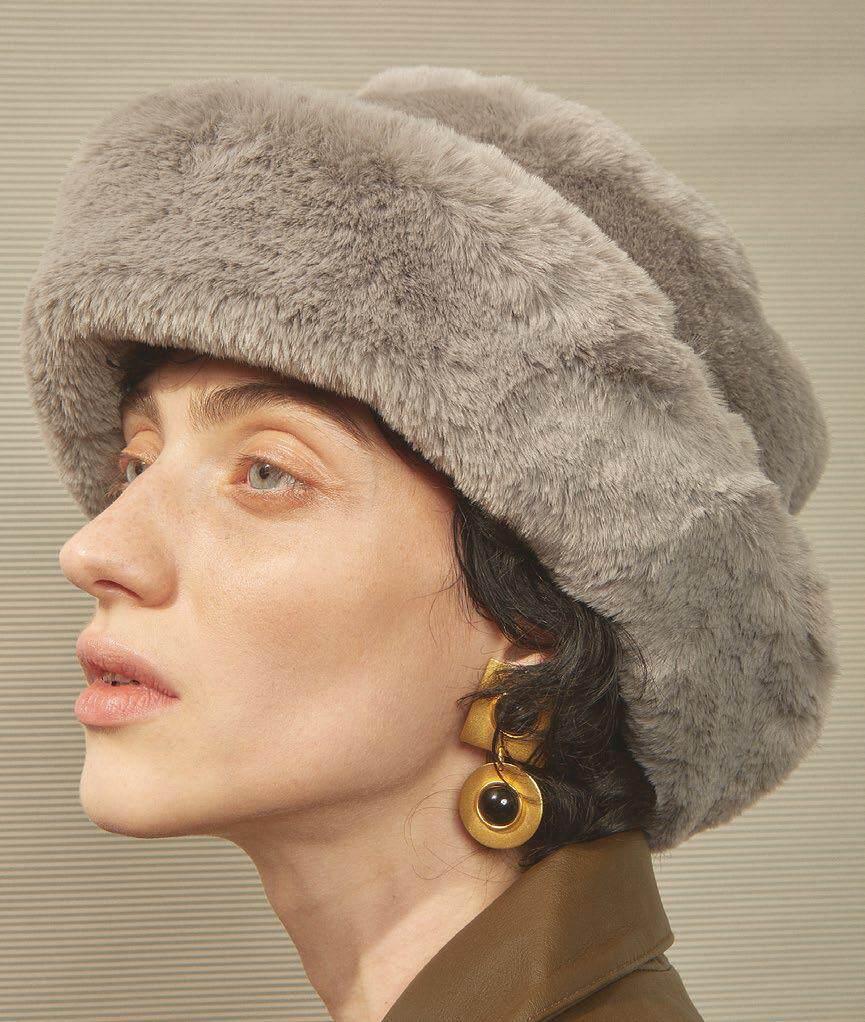 2020秋冬新款小众clyde毛绒卷边暖仿皮草水兵帽保暖毛绒绒帽子