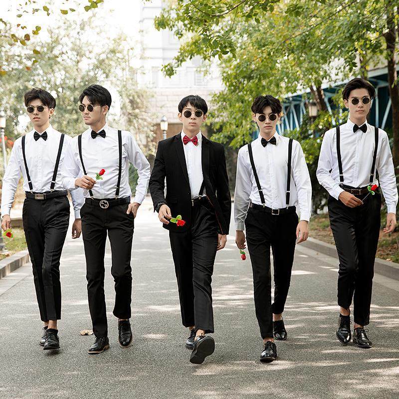伴郎服西式兄弟装男士西装马甲衬衫三件套装结婚礼服兄弟团服夏季