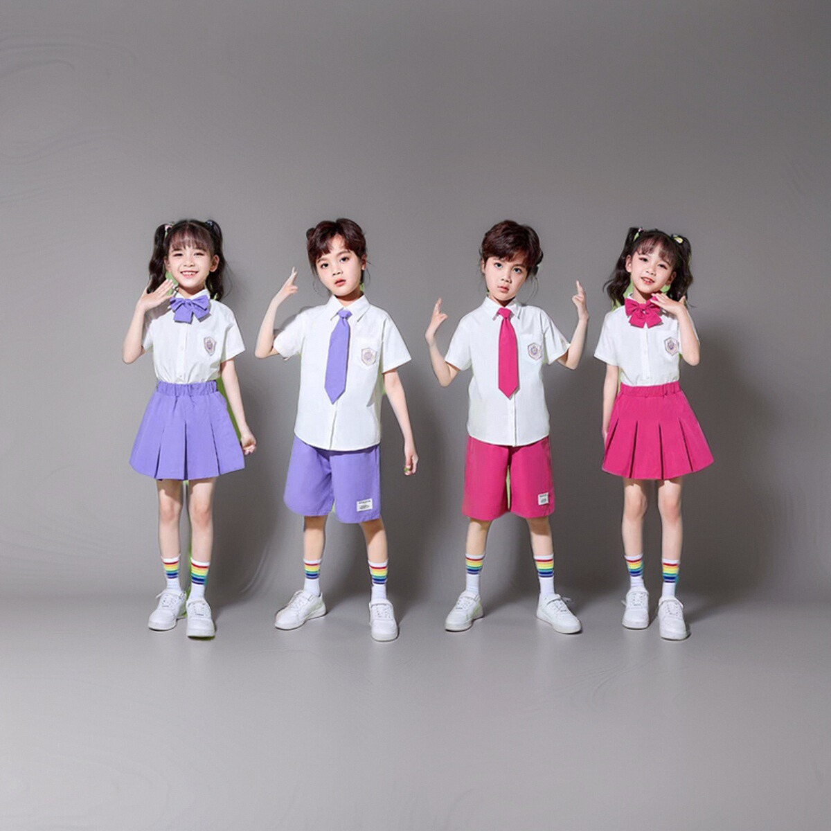 六一儿童啦啦队演出服夏季表演服幼儿学院风小学生团体合唱班服