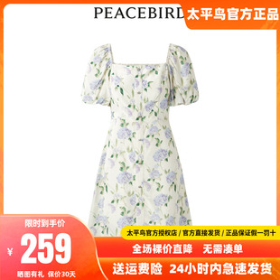 【商场同款】太平鸟女装2024年夏季新款纹样收腰连衣裙A1FAD2G02