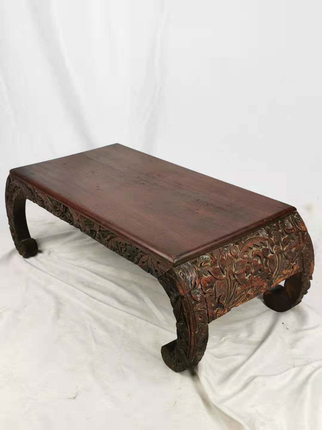 民国海派老家具 摩登老上海金丝泰柚雕刻低茶几