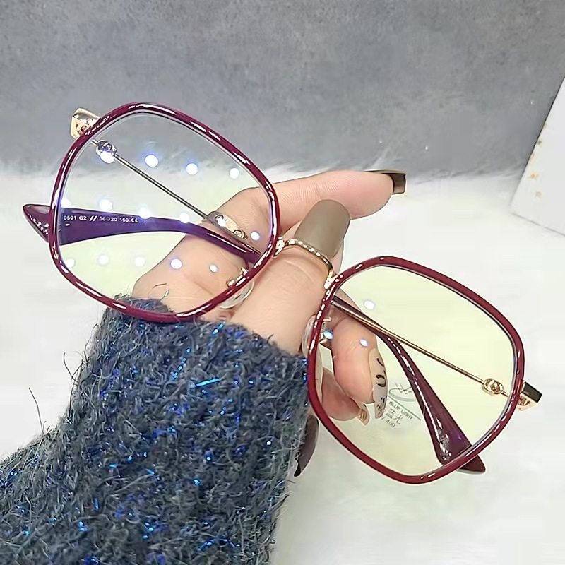 老花眼镜男女通用时尚大框显脸小高清防蓝光抗辐射红色高档远视镜