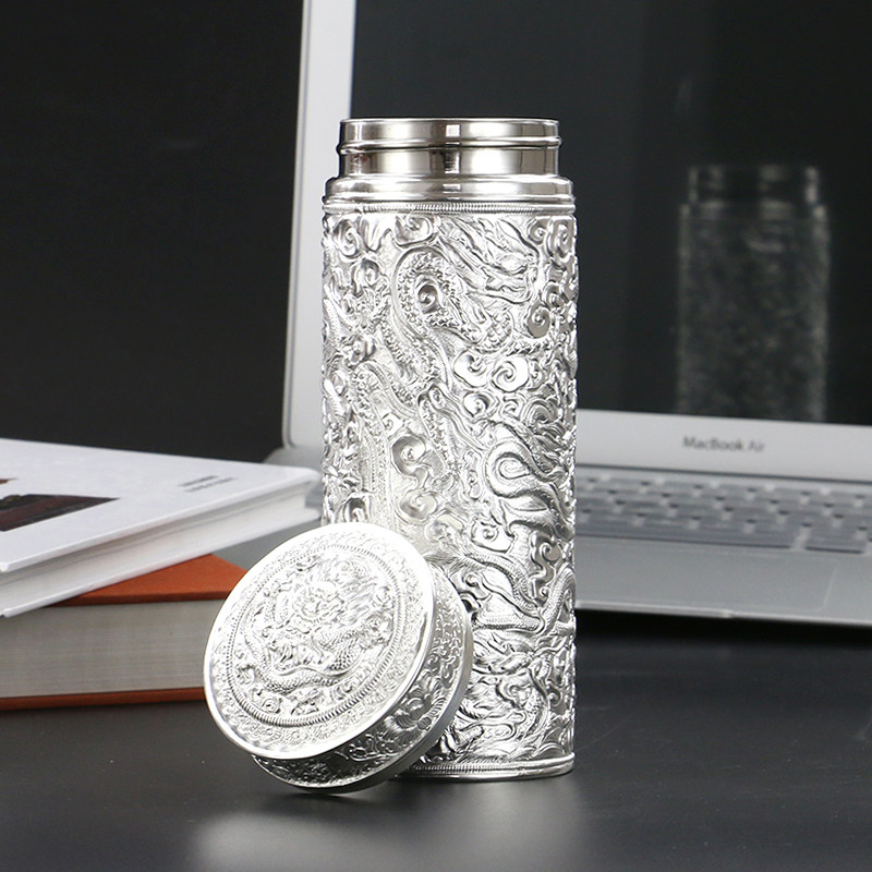 唐建安 大师亲制银器 银杯子银茶杯保健杯保温九龙杯pg08