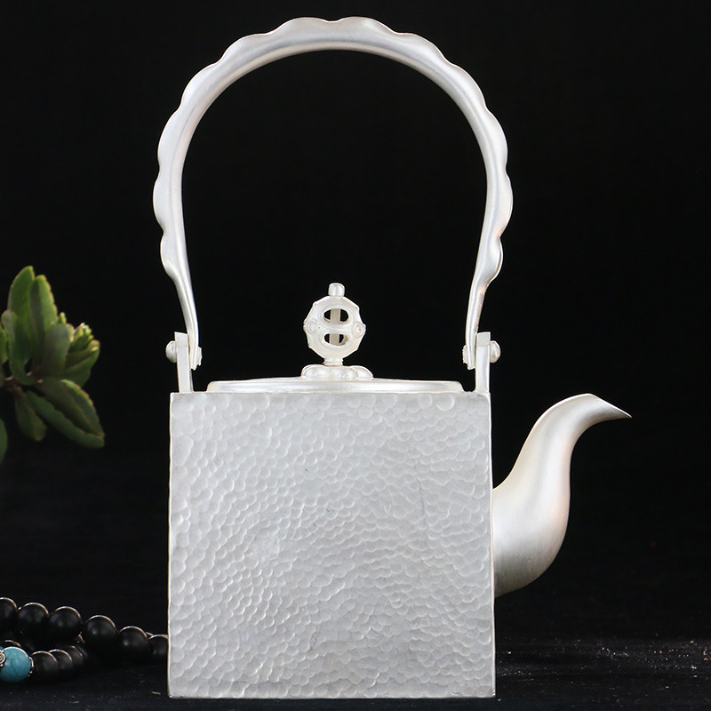 唐建安 大师亲制 银壶银茶壶银器方古壶sd09