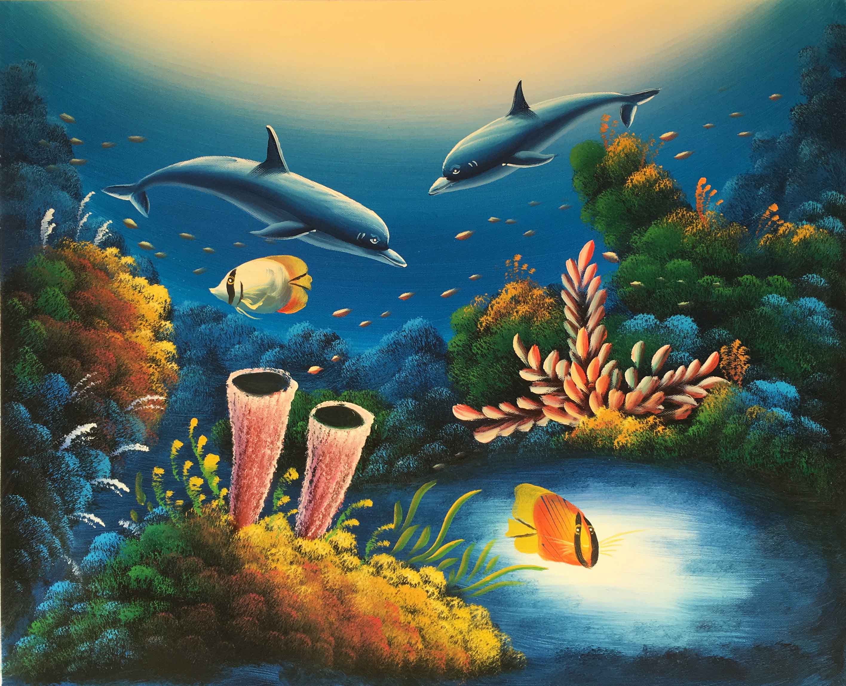 央美新秀 吕祖翠《海底世界》布面油画