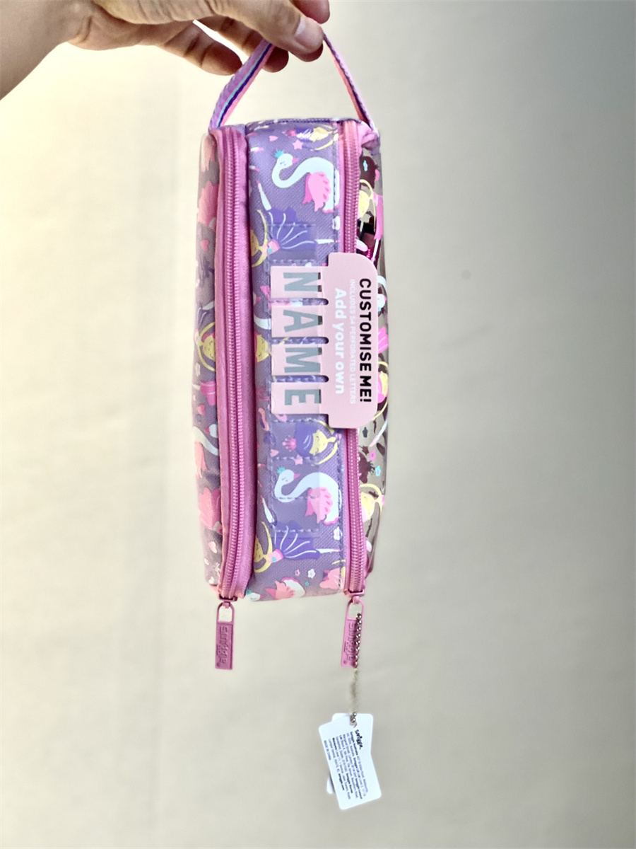 Smiggle拉链笔袋女童粉色芭蕾透明文具收纳小学生大容量收纳笔盒