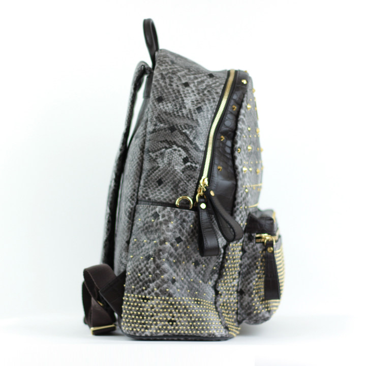 【99新】mcm backpack 蛇皮双肩包