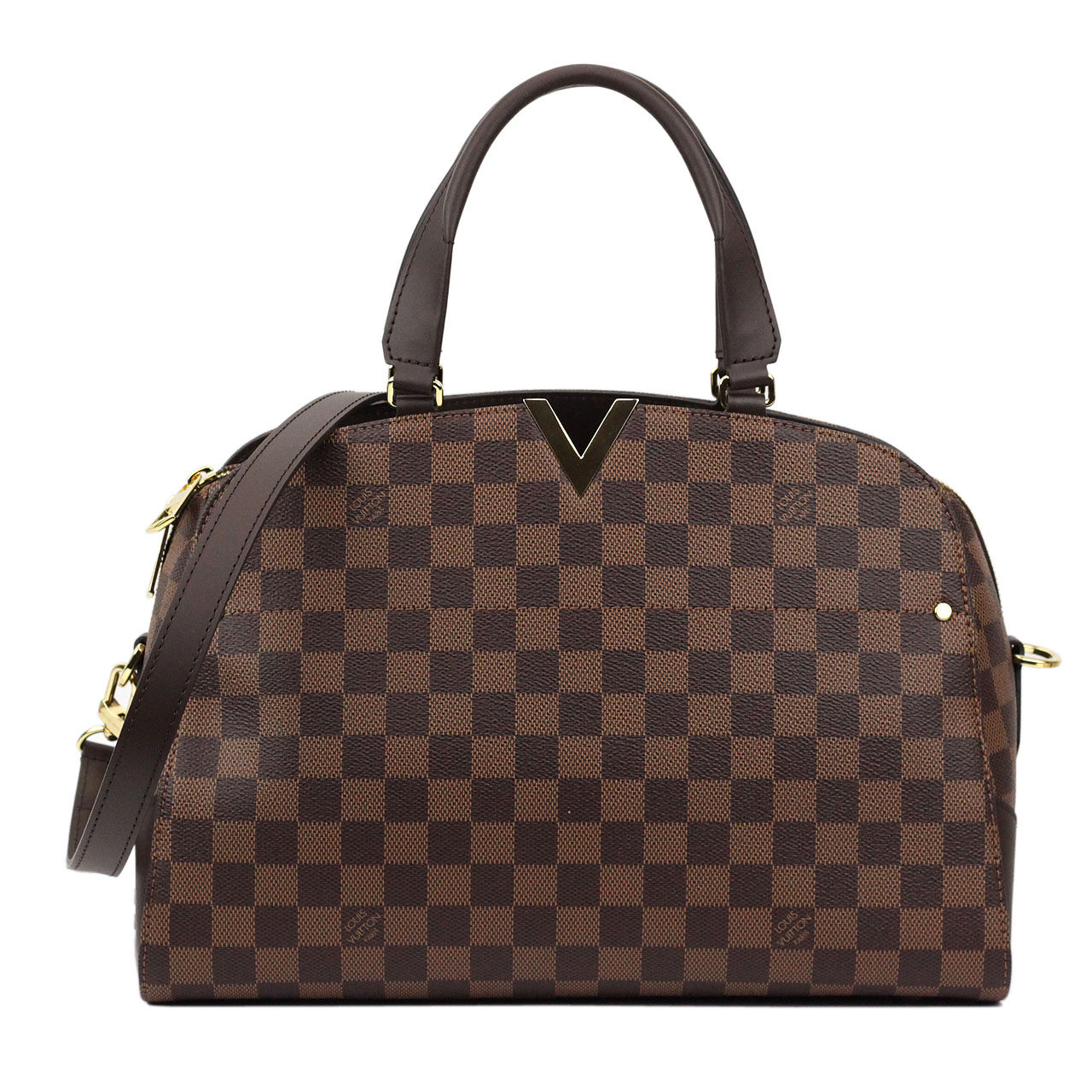 [9.9新]路易威登lv女式kensington bowling棕格手袋手提肩背包