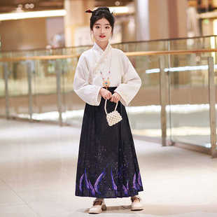 女童马面裙2024春夏季新款套装儿童唐装长袖小女孩中国风古装汉服