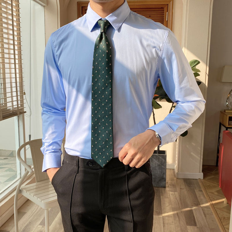 大领西装衬衫男长袖韩版休闲潮流修身帅气百搭商务正装衬衣男英伦