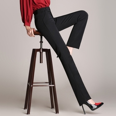 秋装新款韩版大码女装职业装直筒铅笔修身提臀通勤黑色长裤OL西裤