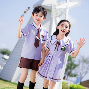 高货速发幼儿园园服夏装新款校服套装小学生夏季班服英伦学院风毕