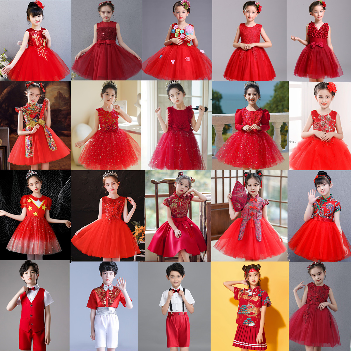 六一儿童合唱演出服唱红歌表演服小学生合唱服男童礼服女童蓬蓬裙