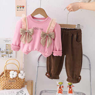 婴儿衣服春季洋气可爱小女孩卫衣两件套分体套装一周岁宝宝春秋装