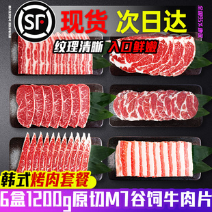 澳洲烤肉食材雪花牛肉片火锅组合套餐肉类半成品原切韩式家庭商用