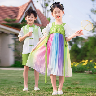 儿童演出服民族风汉服舞蹈服幼儿园中国风班服六一大合唱表演服装