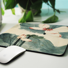 定制游戏鼠标垫加厚办公桌垫荷花防滑耐磨创意清新文艺中国风腕垫
