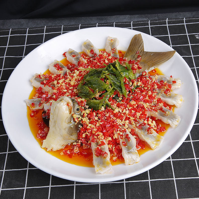仿真开屏鲈鱼清蒸鱼剁椒鱼食物食品模型样品假菜摄影道具菜品饭店
