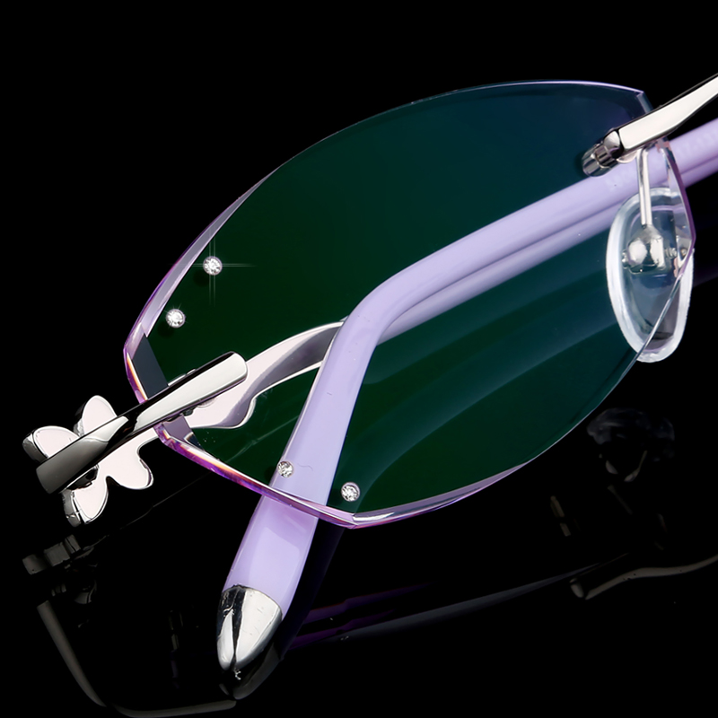无框眼镜韩国钻石切边近视眼镜眼镜框时尚镜超轻镶钻石成品眼镜架