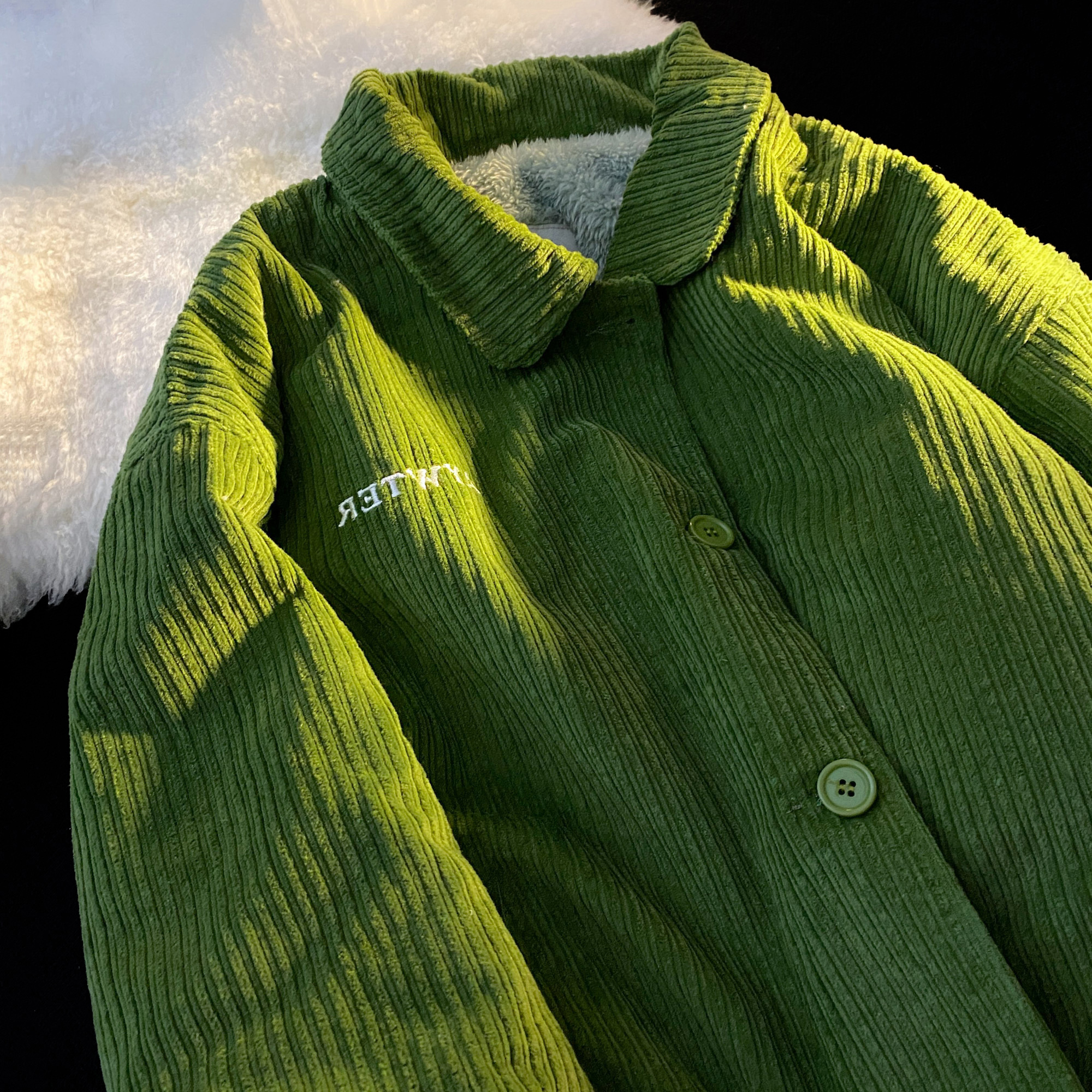 欧美复古oversize国潮工装灯芯绒外套女秋冬季宽松加厚夹克棒球服