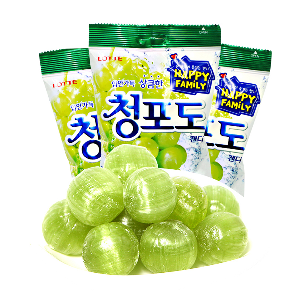 韩剧同款绿葡萄糖水果韩国进口乐天青葡萄硬糖刷剧青提甜零食