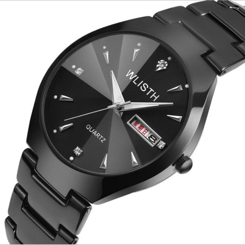 正品沃力仕手表男女学生时尚夜光防水情侣表wlisth精钢带石英表