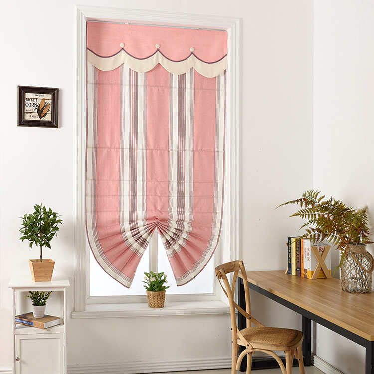 高档简欧田园扇形帘客厅餐厅落地窗飘窗升降帘提拉帘罗马帘折帘