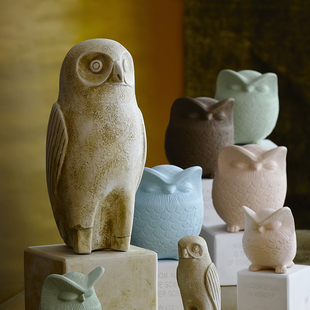 sophia 猫头鹰 owl 希腊陶制雕像艺术品摆件