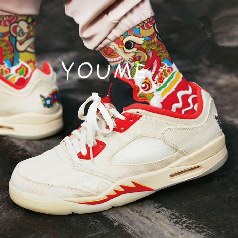 air jordan 5 low  aj5白红cny刮刮乐撕撕乐低帮篮球鞋dd2240-100