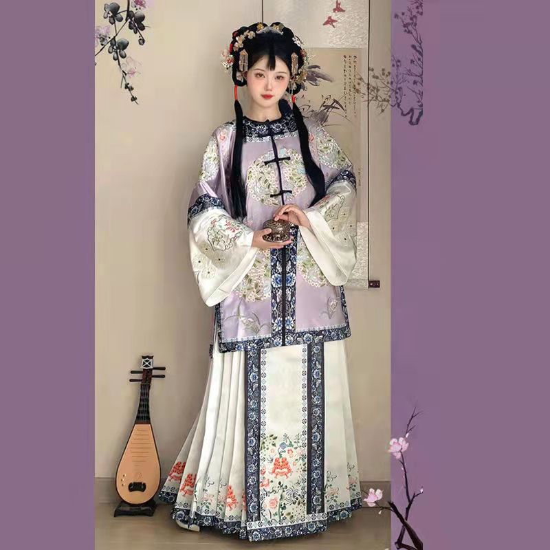 两件套刺绣上衣清汉新款汉服对襟非汉服复古清宫廷古装双层