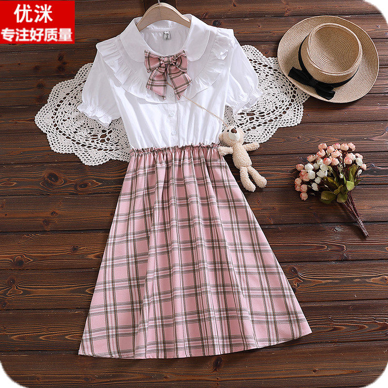 4折)12岁少女孩夏装连衣裙13胖女童童装14初中生15学院风洋气jk公主裙