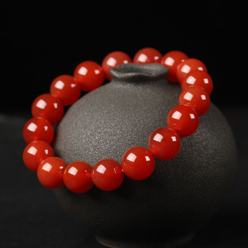 天然收藏级8a巴西冰种红玛瑙手链女男转运招财红色水晶本命年手串