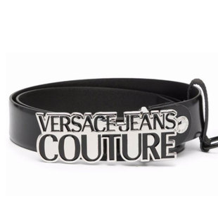 【礼品】VERSACE/范思哲银色logo男士真皮针扣腰带牛皮皮带奢侈品