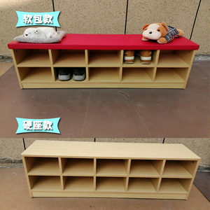 幼儿园软包鞋柜儿童舞蹈室收纳柜长凳组合鞋架早教中心可坐换鞋凳