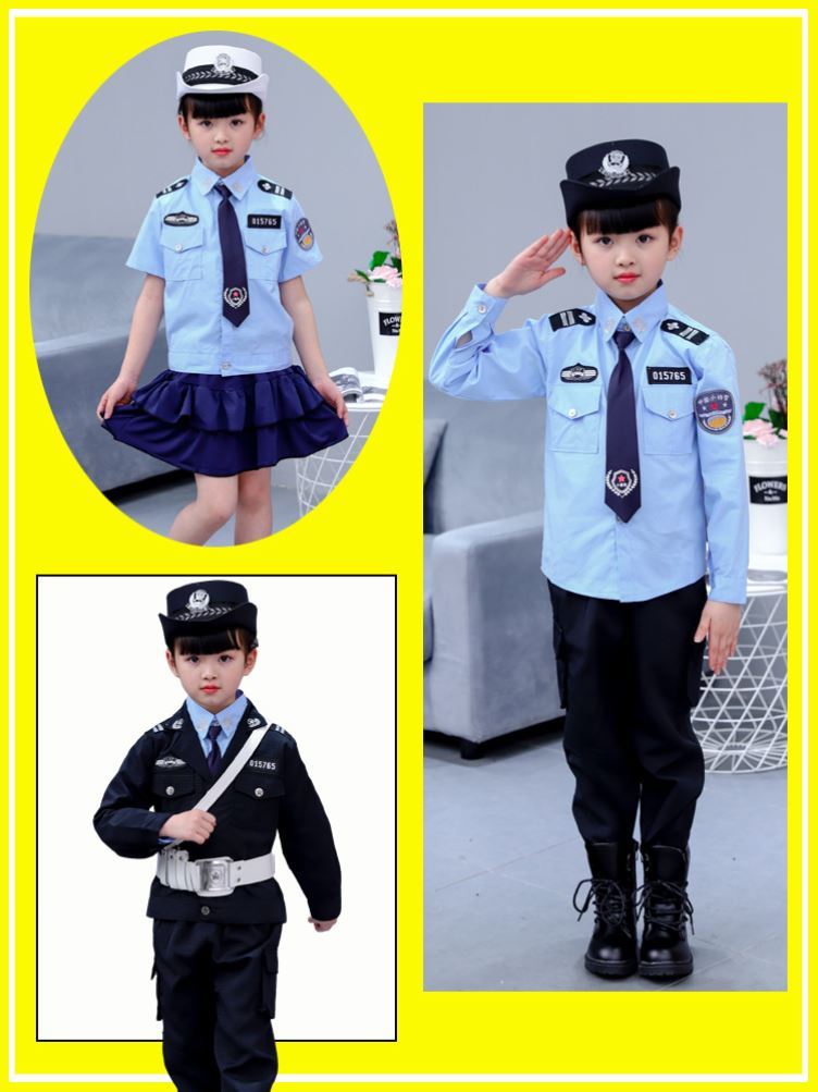 儿童警服小警察服男女童幼儿园警官服小交警交通装角色扮演表演服